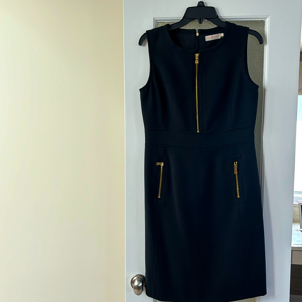 Tory Burch Fitted Black Wool Dress With Zipper Detail